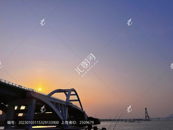 城市海邊日落