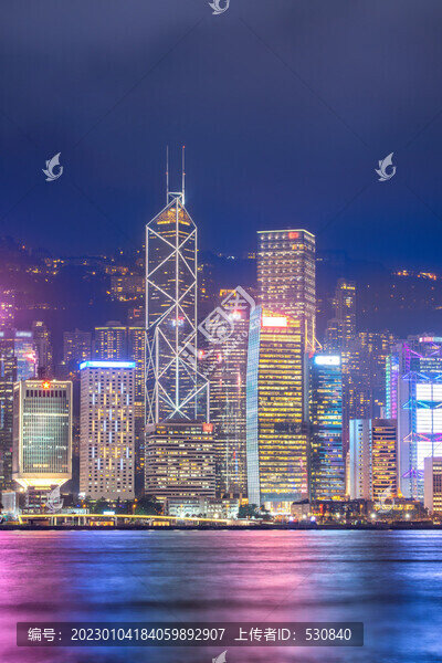 航拍中國(guó)香港辦公樓夜景