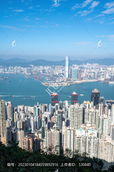 航拍中國香港海岸線城市景觀
