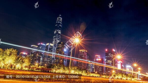 深圳街道車流光影軌跡夜景