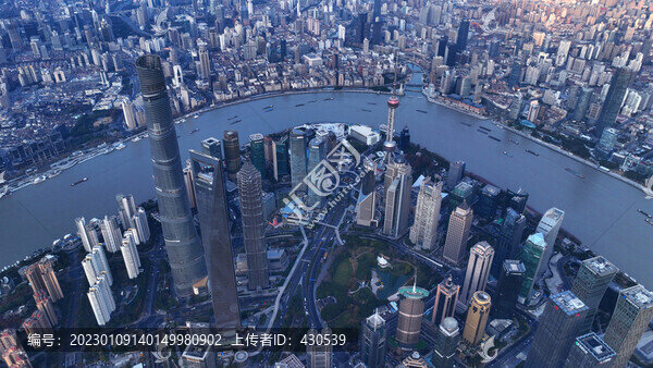 上海金融外灘一角航拍