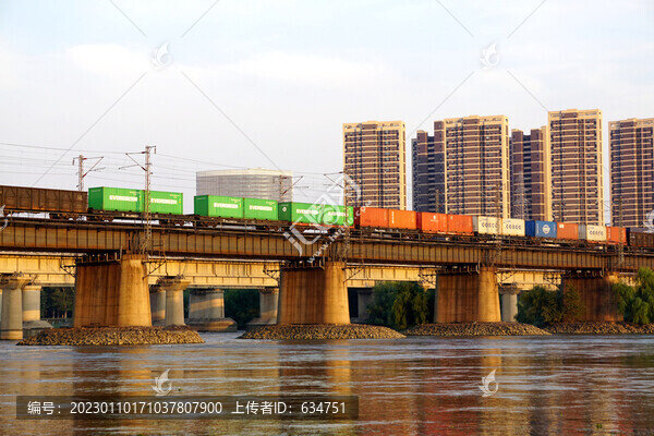 鐵路橋上的火車車廂