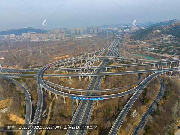 航拍濟南港溝立交橋
