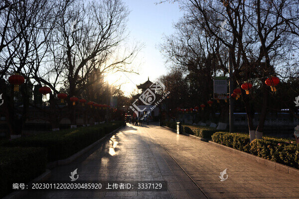 夕陽斜照道路