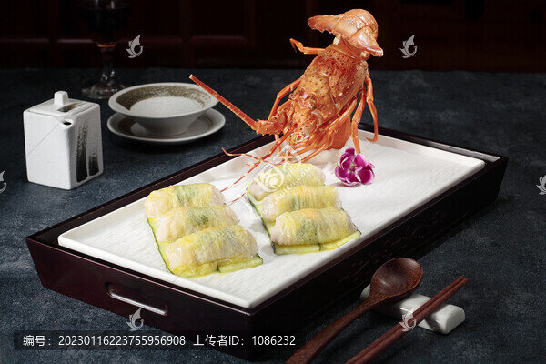 竹笙龍蝦卷