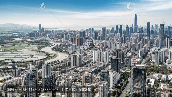 航拍深圳城市建筑天際線(xiàn)