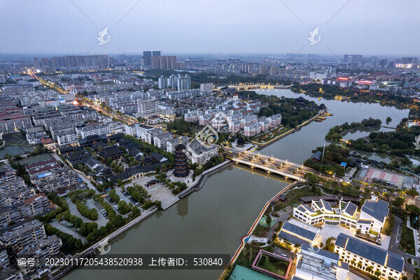 航拍泰州鳳城河兩岸夜色