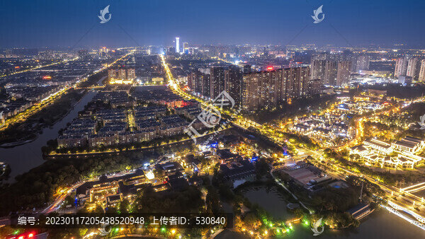 航拍泰州城市夜景大畫幅