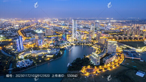 航拍蘇州城市夜景