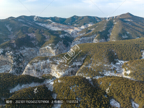 航拍濟南藏龍澗雪景