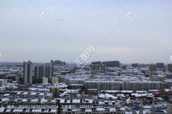 城市兔年雪景