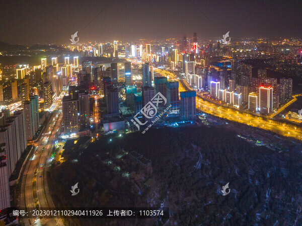 航拍濟南東部新城夜景