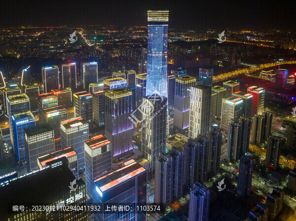 航拍濟(jì)南漢峪金谷夜景燈光秀