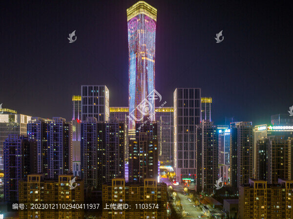 航拍濟南漢峪金谷夜景燈光秀