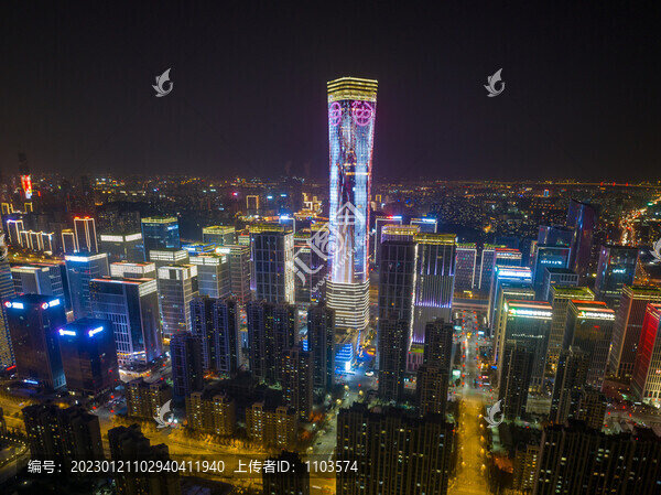 航拍濟南漢峪金谷夜景燈光秀