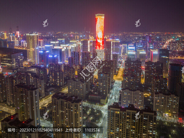 航拍濟(jì)南漢峪金谷夜景燈光秀