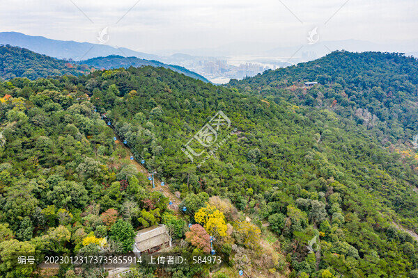 航拍福州鼓山風(fēng)景區(qū)索道纜車