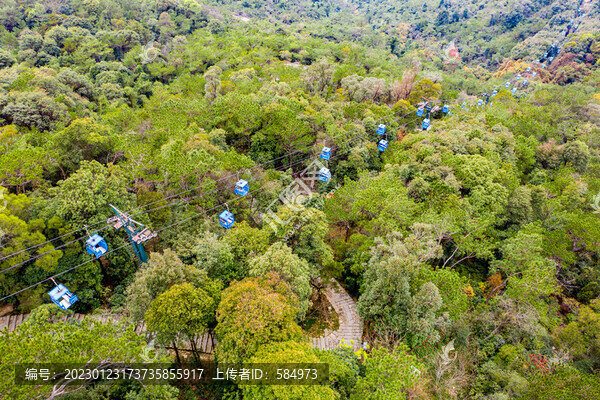 航拍福州鼓山風(fēng)景區(qū)索道纜車