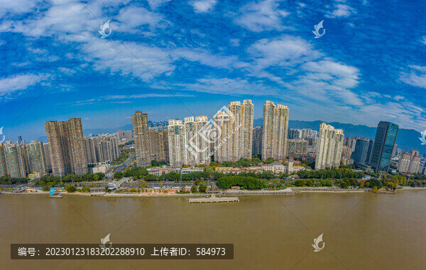 航拍福州閩江兩岸城市建筑群