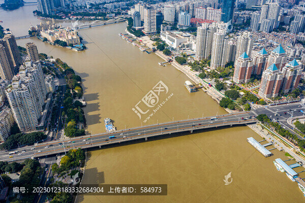 航拍福建福州閩江大橋