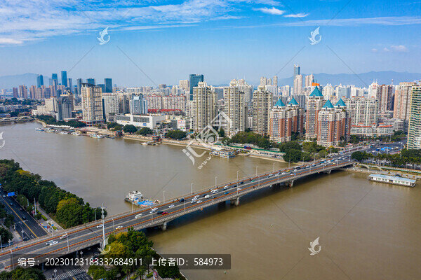 航拍福建福州閩江大橋