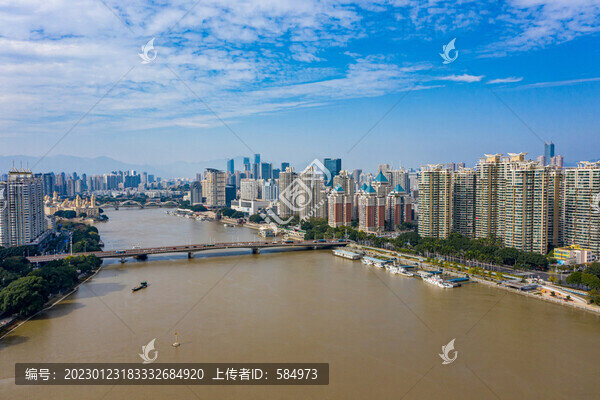 航拍福建福州閩江大橋