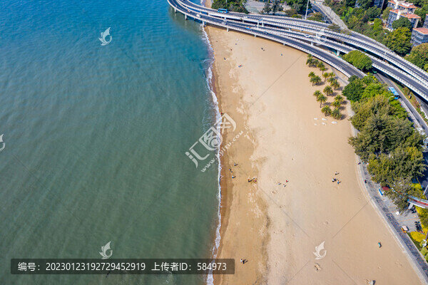 航拍福建廈門白城沙灘