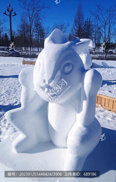 兔子雪雕