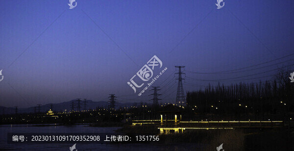 夜景公園古建筑晚霞攝影走廊