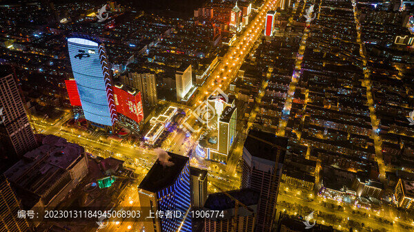 中國(guó)長(zhǎng)春春節(jié)夜晚的城區(qū)景觀