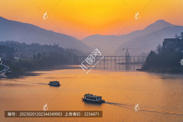 渠江日出