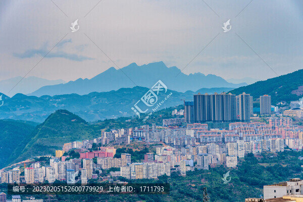 中國湖北恩施巴東縣縣城風光