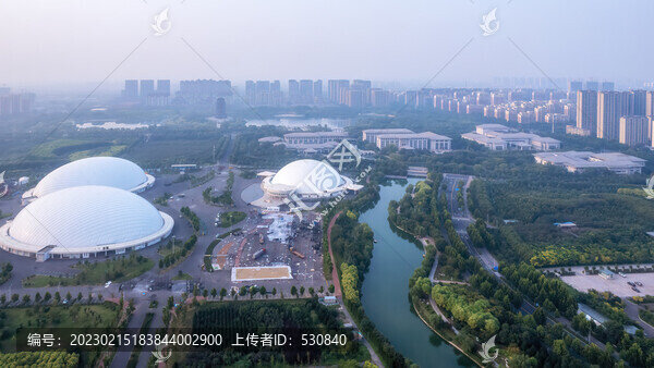 航拍山東淄博現(xiàn)代建筑