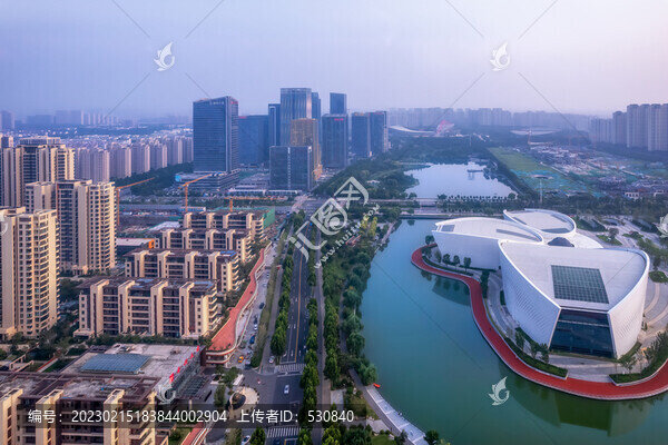 航拍山東淄博城市天際線