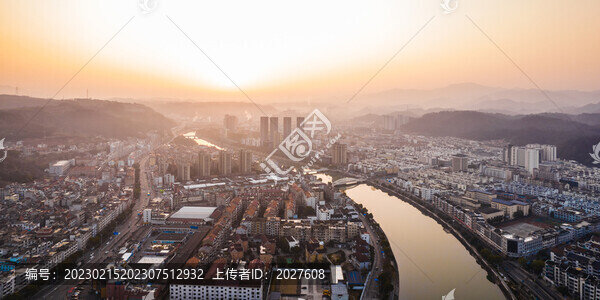 紹興市新昌縣城市風光航拍