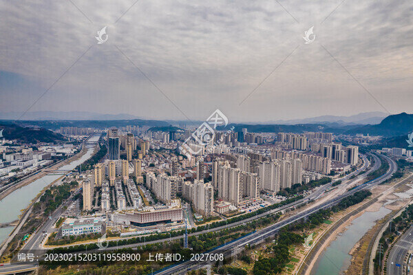 紹興市新昌縣城市風(fēng)光航拍