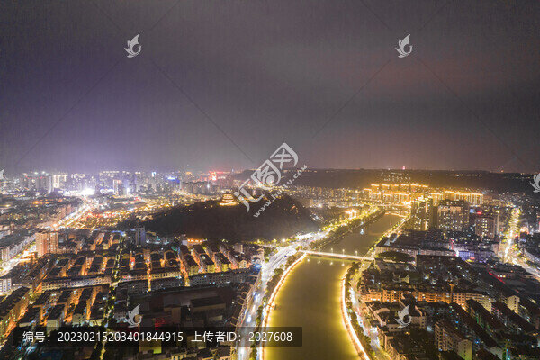 紹興市新昌縣夜景城市風(fēng)光航拍