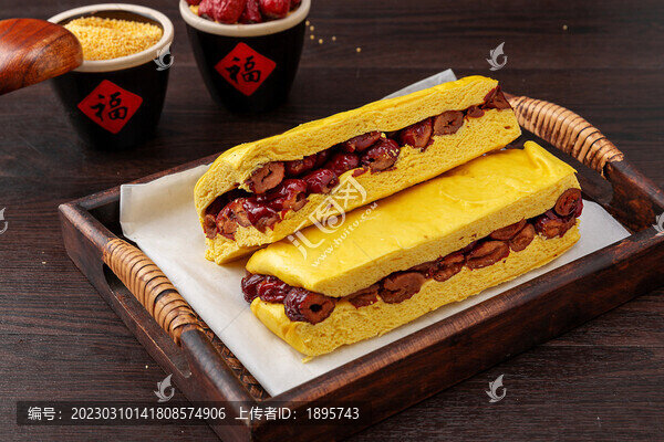 天津小吃小米南瓜紅棗糕