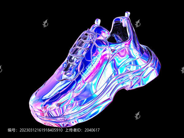 3D渲染的酸性風運動鞋