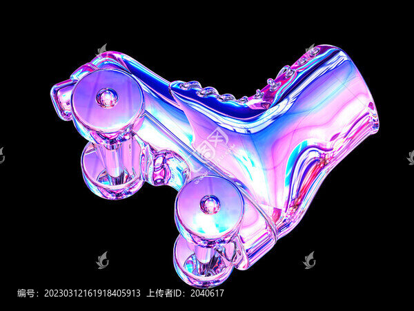 3D渲染的酸性風(fēng)輪滑鞋