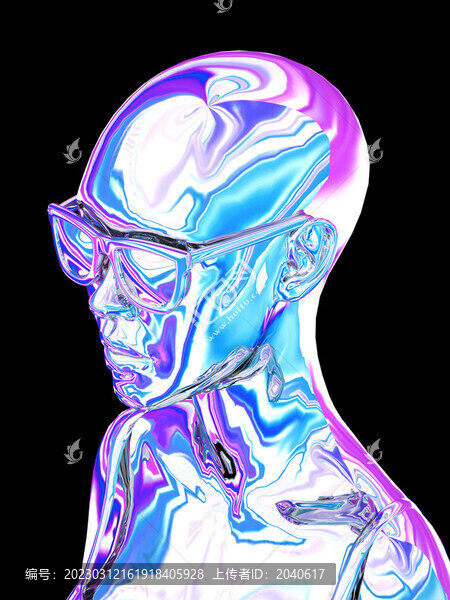 3D渲染的酸性風女性頭部