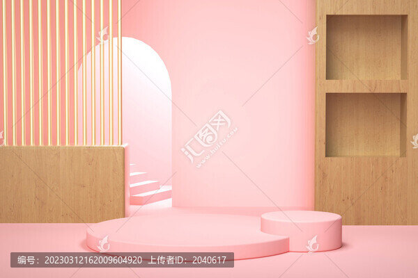 3D渲染的現(xiàn)代家具展臺背景