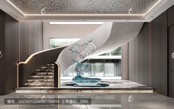 新中式實(shí)木旋轉(zhuǎn)樓梯