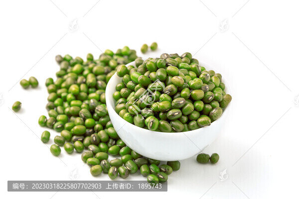 白色背景上的綠豆