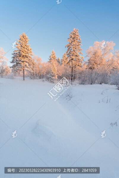 冬季長(zhǎng)白山的雪地和霧凇