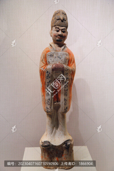 白陶彩繪文官俑