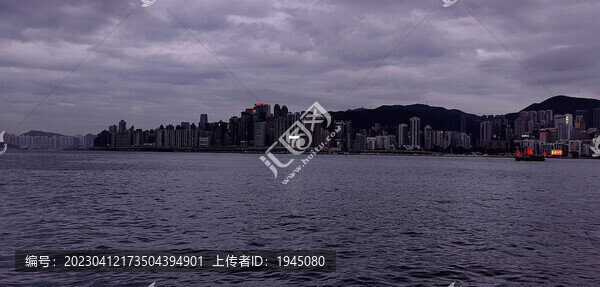 香港維多利亞海灣傍晚
