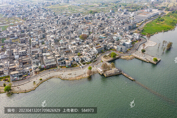 航拍云南大理洱海生態(tài)廊道美景