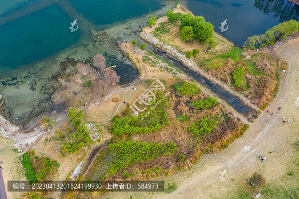 航拍云南大理洱海生態(tài)廊道美景
