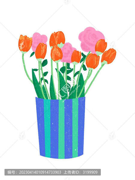 花朵花束花卉盆栽鮮花素材插畫